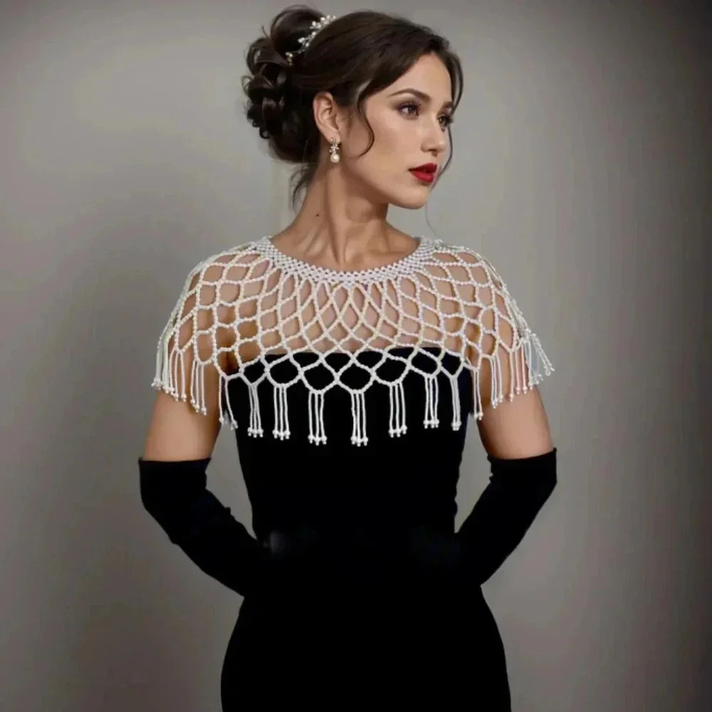 Pearl Shoulder Wrap Great For Any Formal Occasion, Weddings, And Proms